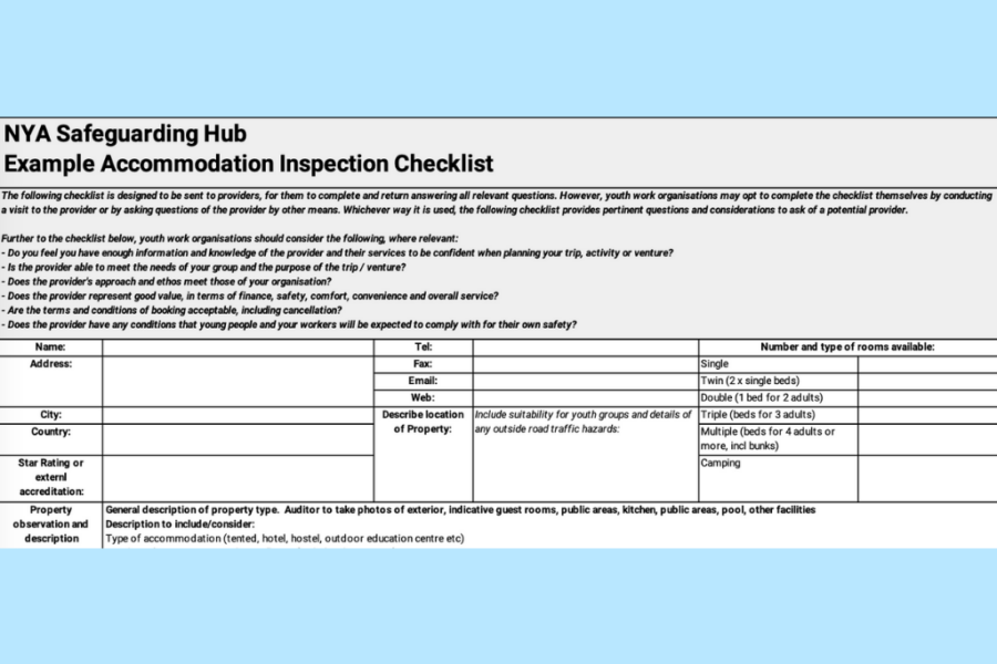 Example Accommodation Inspection Checklist