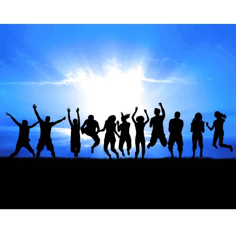 Silhouettes of young people